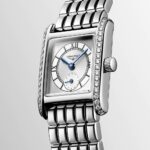 Longines Mini Dolcevita Quarzuhr Silber mit Diamanten 21,5 x 29 mm