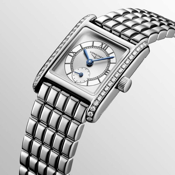 Longines Mini Dolcevita Quarzuhr Silber mit Diamanten 21,5 x 29 mm