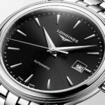 Longines Flagship Automatikuhr aus schwarzem Stahl mit Sonnenschliff 40 mm