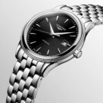 Longines Flagship Automatikuhr aus schwarzem Stahl mit Sonnenschliff 40 mm