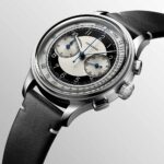 Longines Heritage Classic Chronograph Automatic Steel Silver Leather Black 40mm Watch