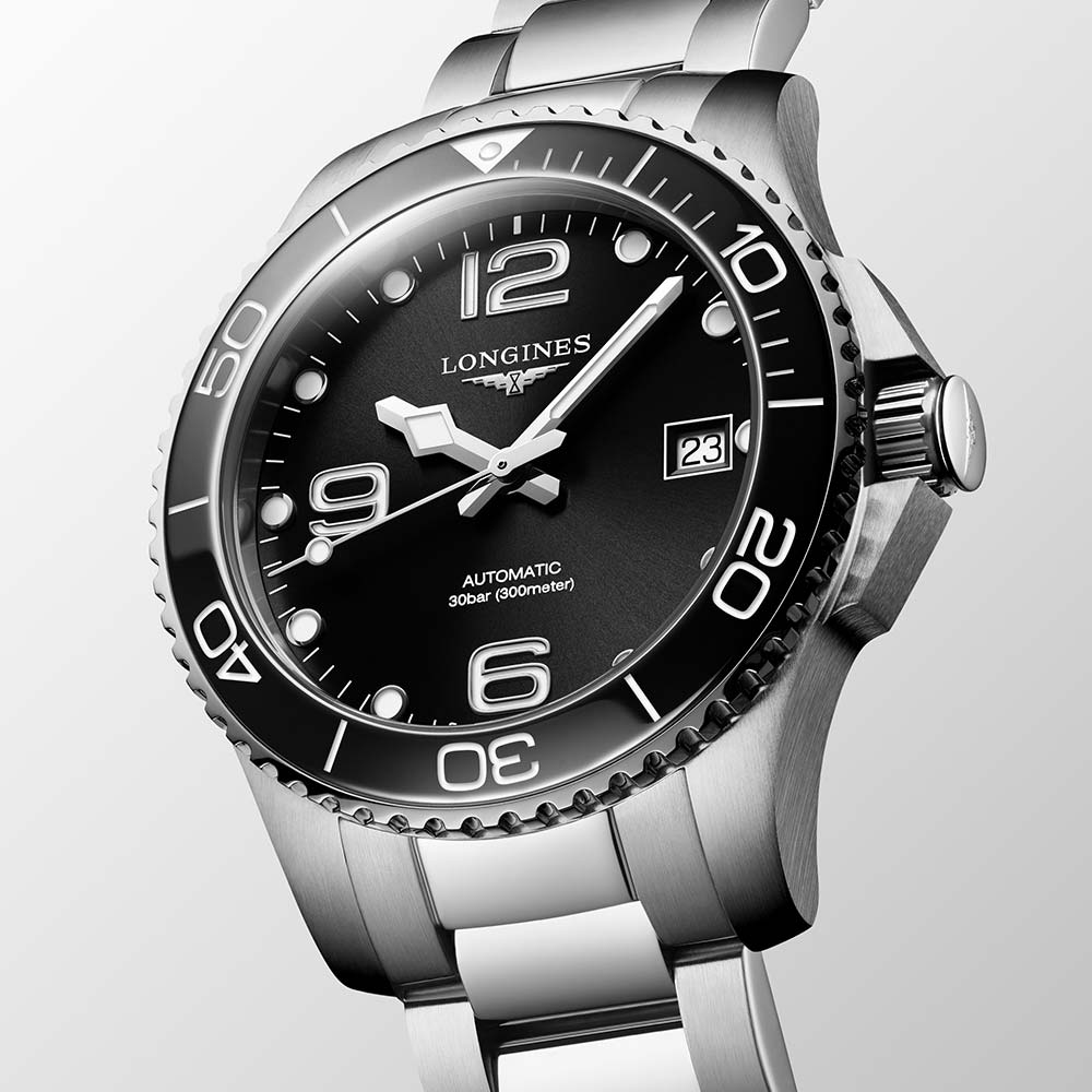 Longines Hydroconquest Automatikuhr Stahl schwarz 39 mm