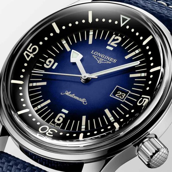 Longines Legend Diver Automatik Stahl Blau Leder 36 mm Uhr