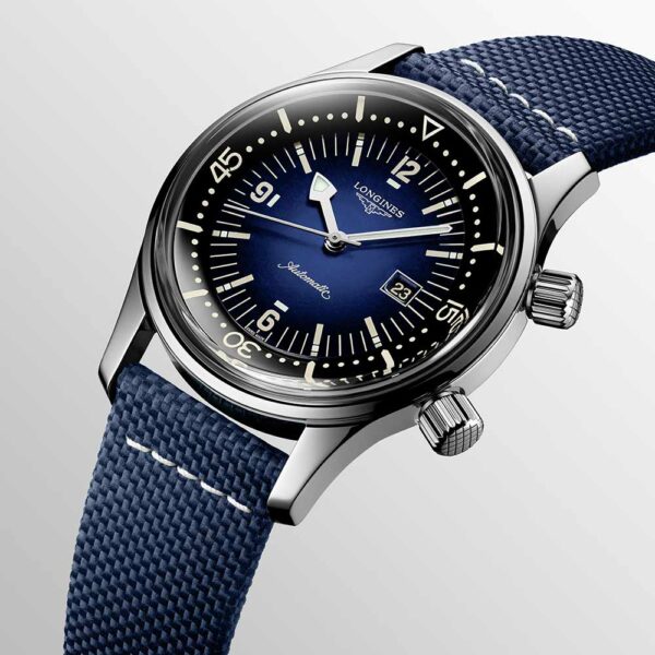 Longines Legend Diver Automatik Stahl Blau Leder 36 mm Uhr