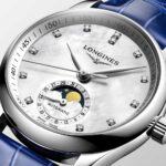 Uhr Longines Master Collection Lunar Phases Stahl Blau Leder 34 mm