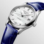 Longines Master Collection Automatikuhr aus Perlmuttleder Blau 34 mm