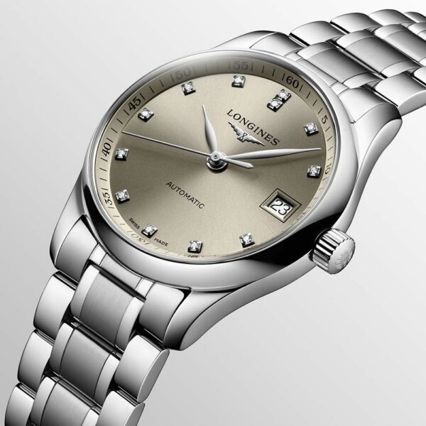 Longines Master Collection Automatikuhr aus Stahl Beige 34 mm