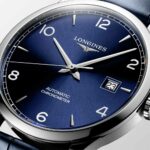 Longines Record Collection Blaues Leder Automatik 40 mm Uhr