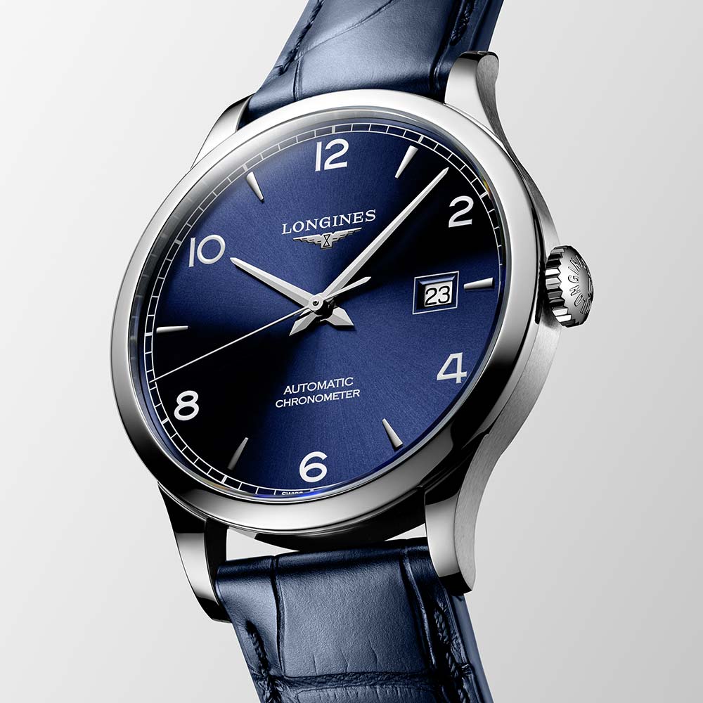 Longines Record Collection Blaues Leder Automatik 40 mm Uhr