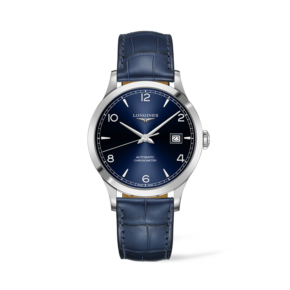 Longines Record Collection Blaues Leder Automatik 40 mm Uhr