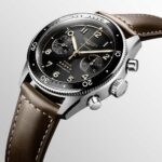 Longines Spirit Flyback Automatikuhr aus schwarzem Leder 42 mm