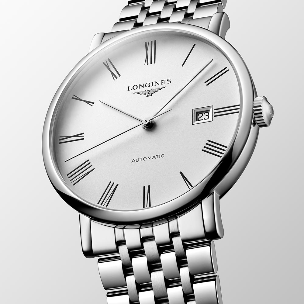 Longines Elegant Collection Automatikuhr aus weißem Stahl 41 mm