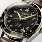 Longines Spirit Zulu Steel and Gold Leather Watch Anthracite 39 mm