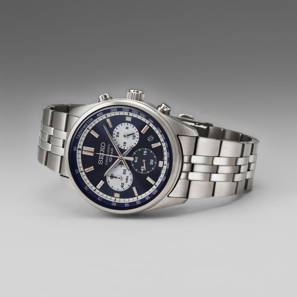 Seiko Sport Chronograph Quarz blaues Zifferblatt SSB427P1 Uhr