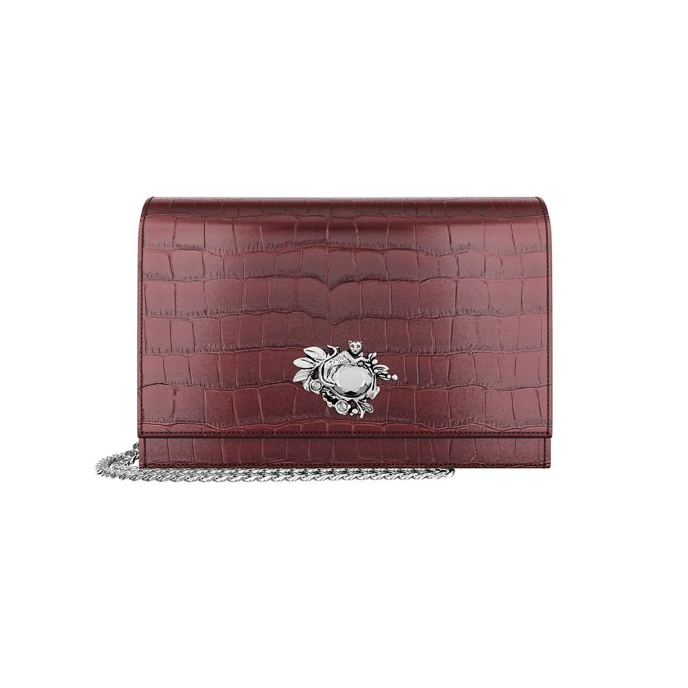 Pochette Giovanni Raspini Jungle Pelle Croco Borgogna 11 x 19 x 3,5 cm
