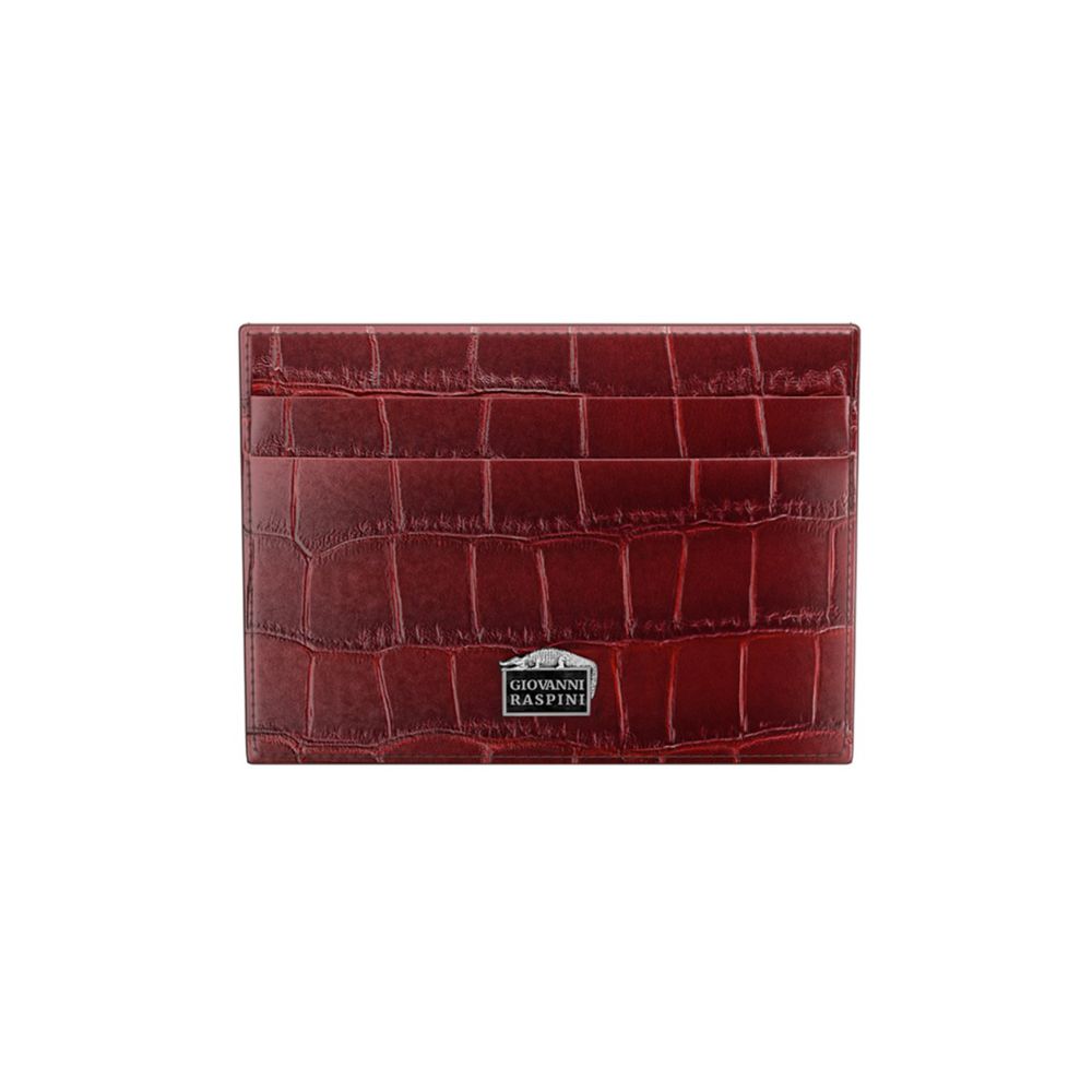 Portacarte Giovanni Raspini Pelle Croco Borgogna 7 x 10 cm