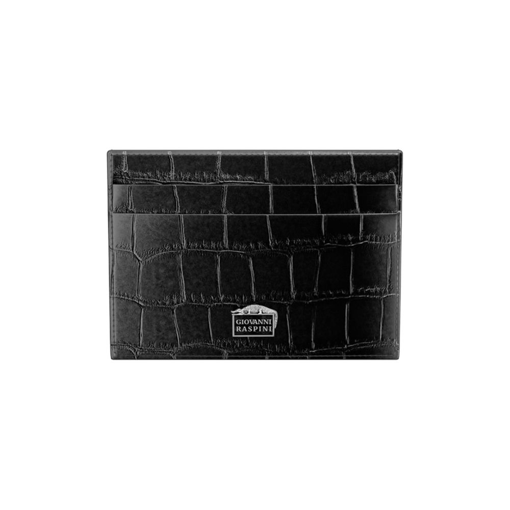 Portacarte Giovanni Raspini Pelle Croco Nera 7 x 10 cm
