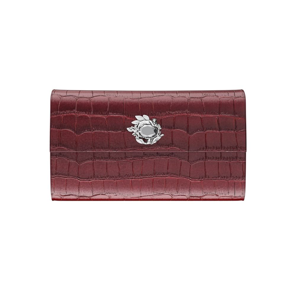 Portafoglio Giovanni Raspini Continental Jungle Pelle Croco Borgogna 11 x 19 x 3,5 cm