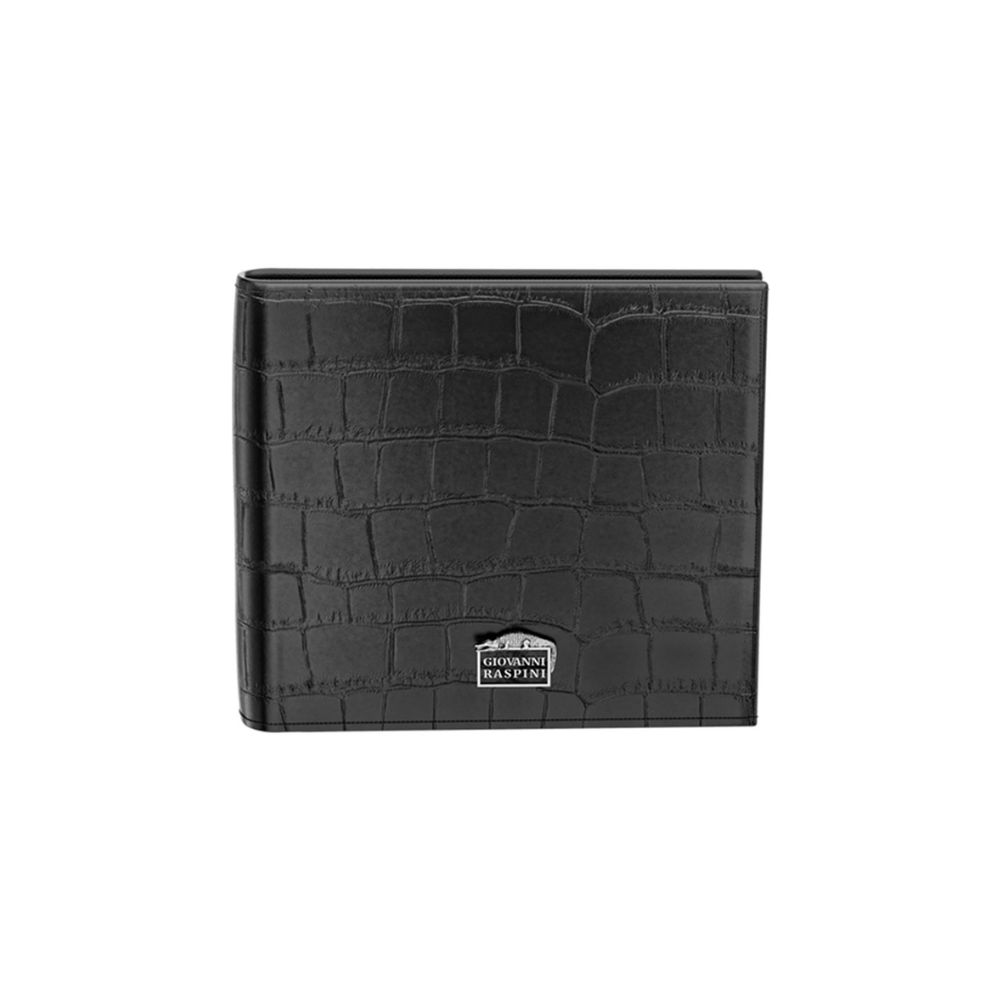Portafoglio Giovanni Raspini Pelle Croco Nera 9 x 11 cm