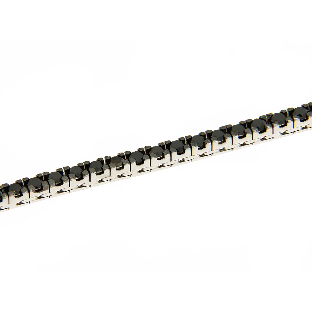 Fabio Ferro Tennis Bracelet Button Model in White Gold with Black Diamonds