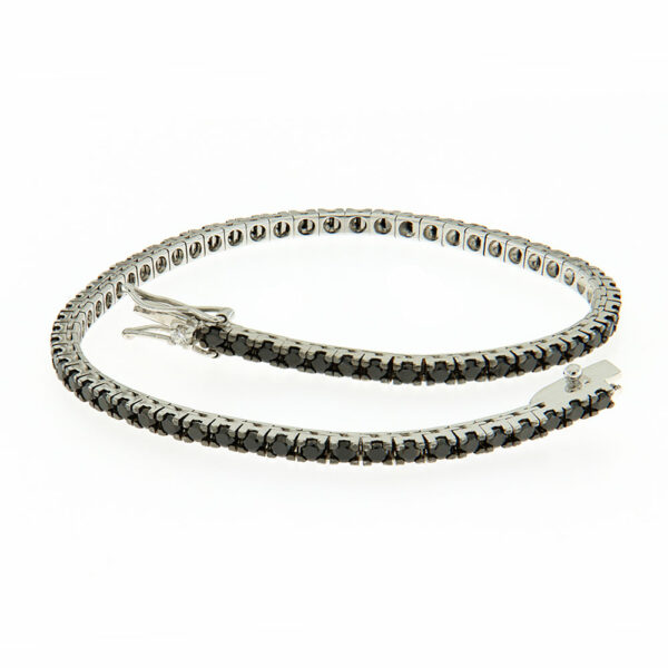 Fabio Ferro Tennis Bracelet Model Button in White Gold with Black Diamonds
