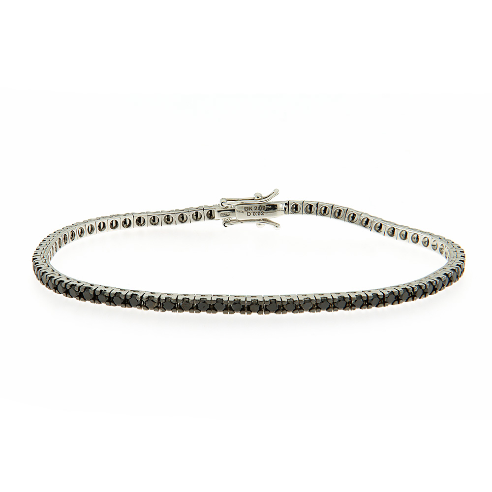 Fabio Ferro Tennis Bracelet Button Model in White Gold with Black Diamonds