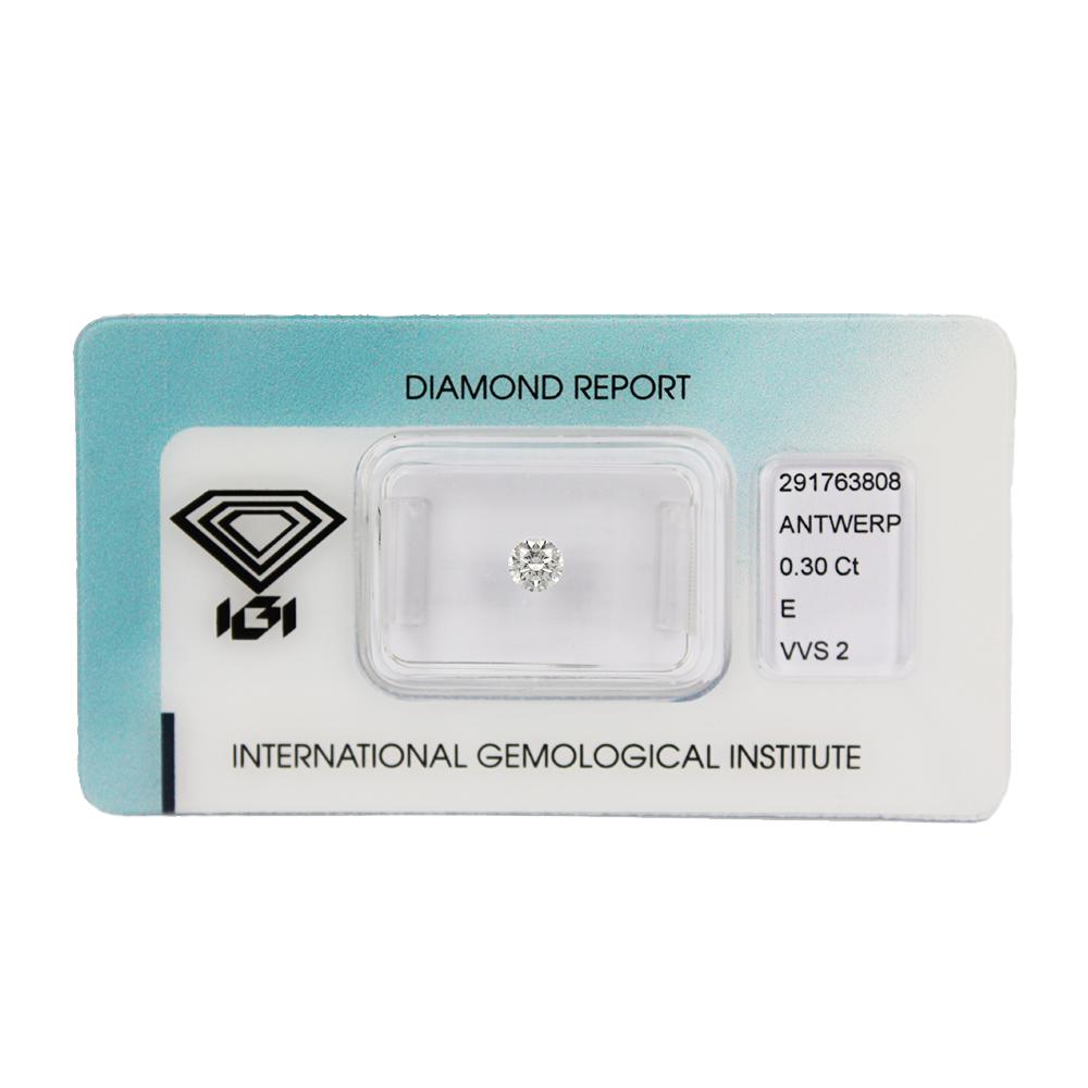 Investitionsdiamant in Blisterverpackung mit IGI-Zertifikat Brillantschliff Karat 0,30 E VVS 2