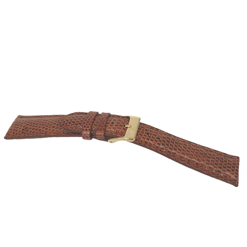 Semi-Padded Lizard Leather Strap Gold Brown Color