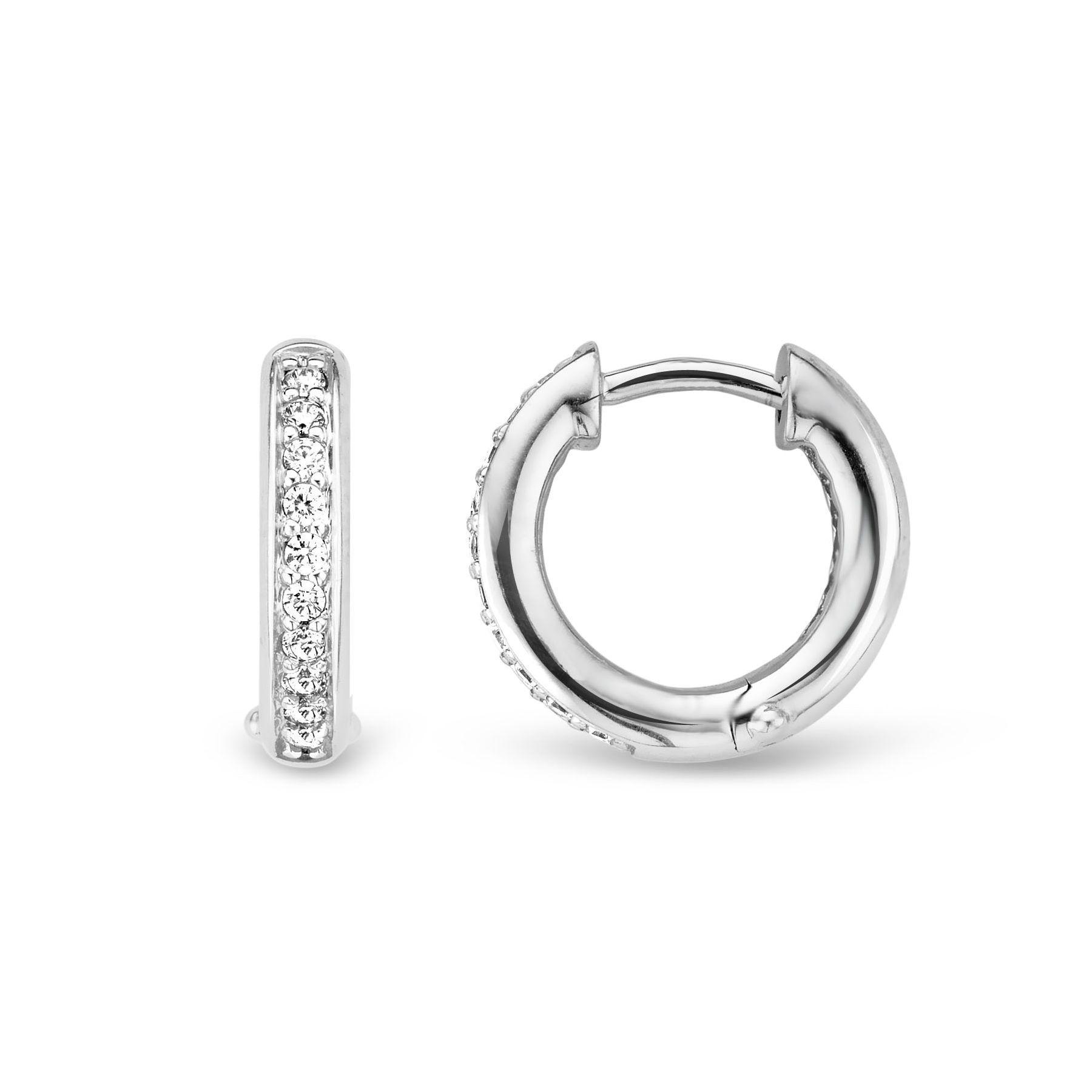 Ti Sento Milano 925 Sterling Silver Lobe Hoop Earrings With Cubic Zirconia Pave