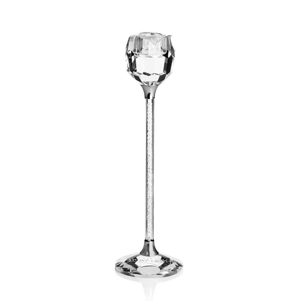 Ottaviani Crystal Candlestick Tulip Collection With Rhinestones On The Stem Height 22 CM.