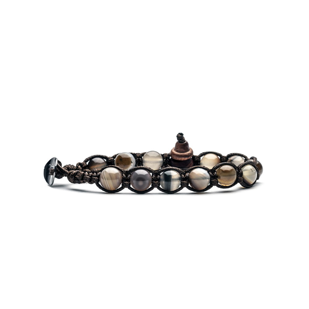 Tamashii Original Tibetan Bracelet with Striated Gray Agate