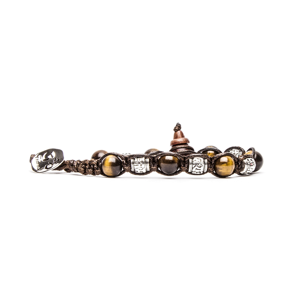 Tamashii Tibetan Bracelet Original Prayer Wheel Collection with Brown Tiger's Eye