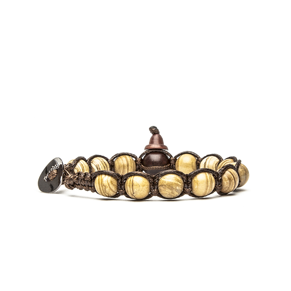 Original Tibetan Tamashii Bracelet In Striated Yellow Jasper