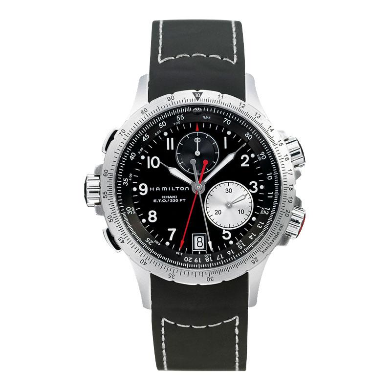 Hamilton Men's Watch Khaki ETO Chrono Quartz In Steel MM. 42 With Black Dial