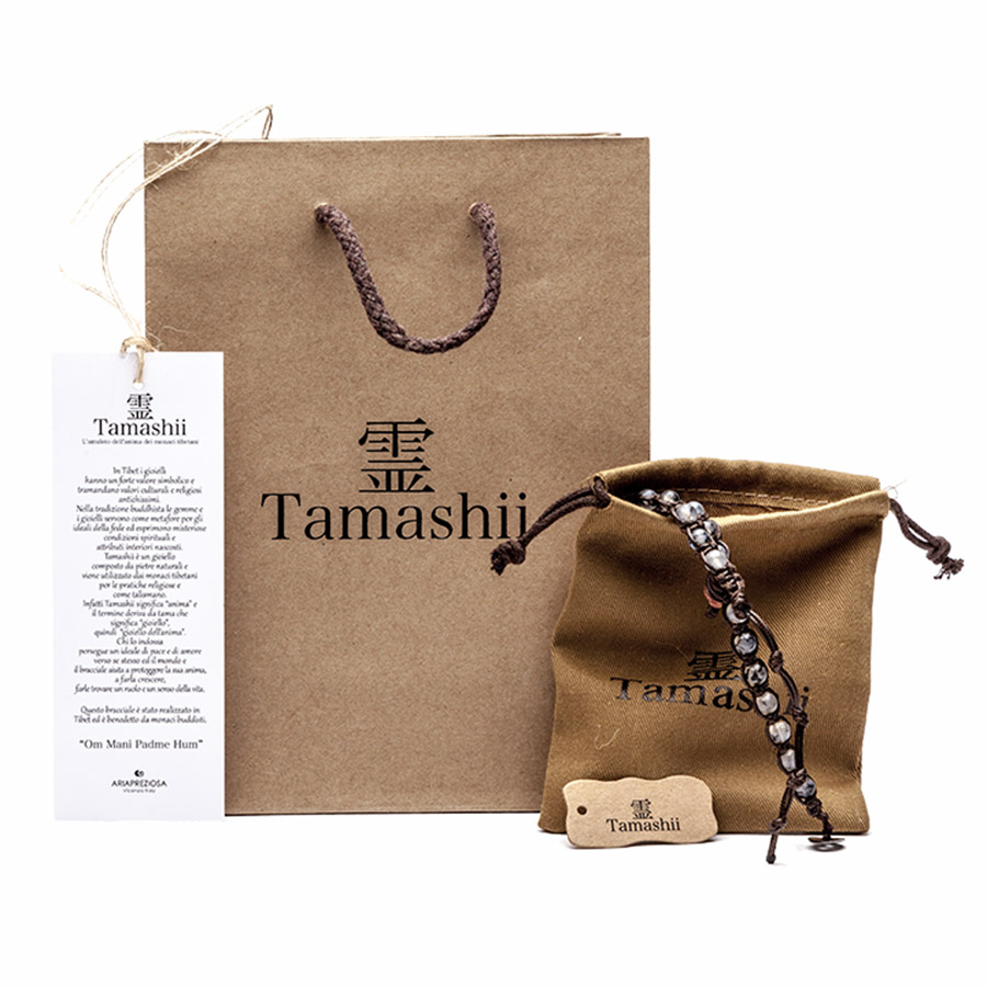 Original tibetisches Tamashii-Armband aus Indigo-Gabbro