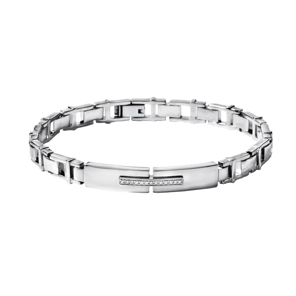 Men's Bracelet Comete Jewelry Senior Collection In Steel With Diamonds Brilliant Cut