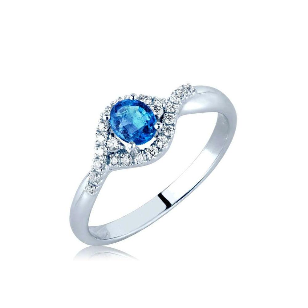 Fabio Ferro Ring in White Gold with Diamonds and Blue Sapphire 0.41 Carat