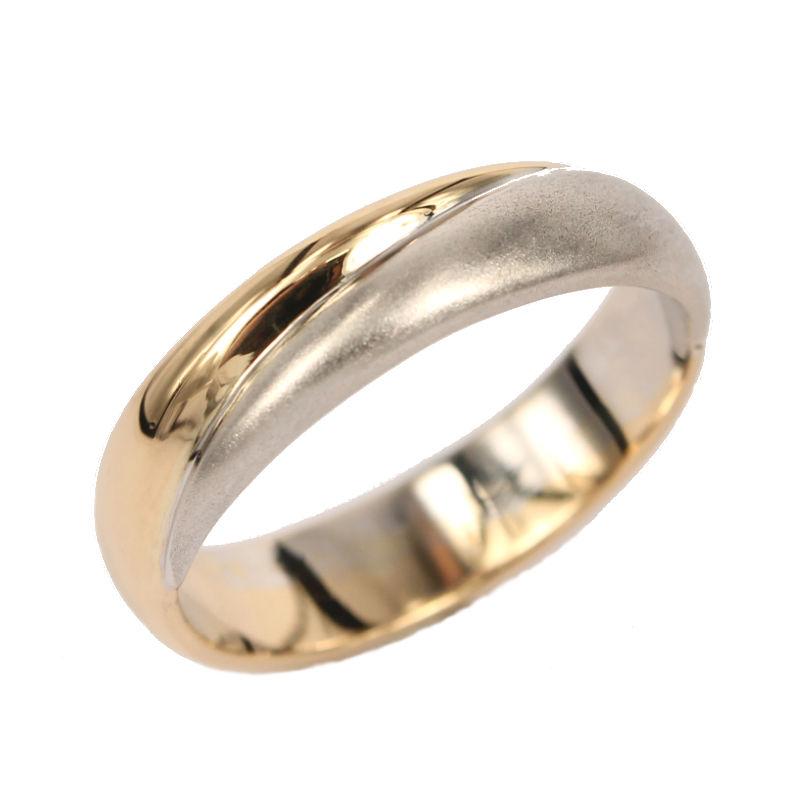 Yellow Gold and Satin White Gold Wedding Band Large Fabio Iron Embrace Model