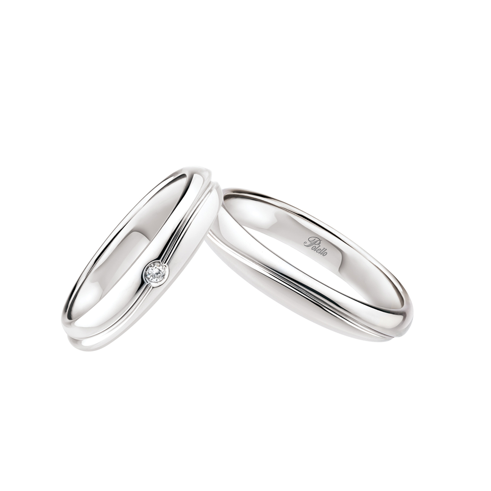 Pair of Polello Infinity White Gold Wedding Rings with Diamond