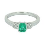 Fabio Ferro Emerald Solitaire Ring with Diamonds Brilliant Cut
