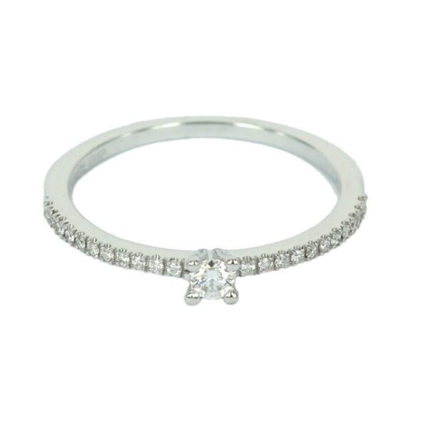 Women's White Gold Wedding Ring With Solitaire Diamond 0.07 Carats Valenza Jewelry