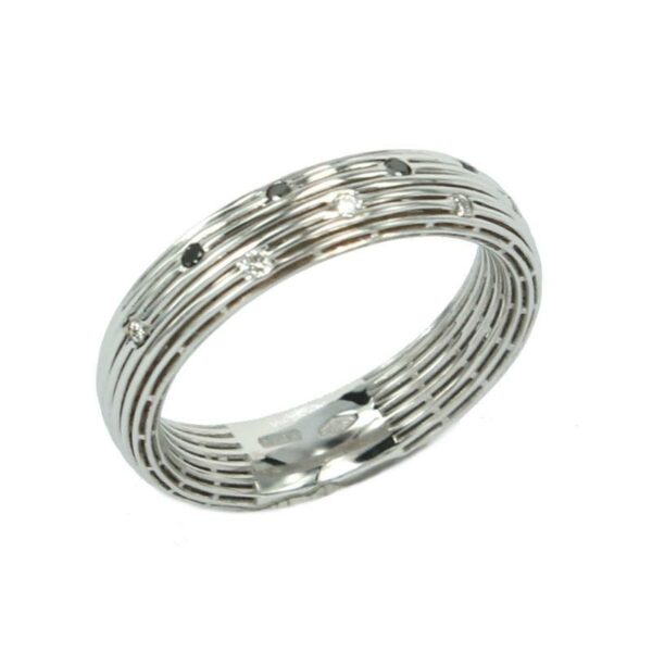 Fabio Ferro Band White Gold Ring with Black Diamonds