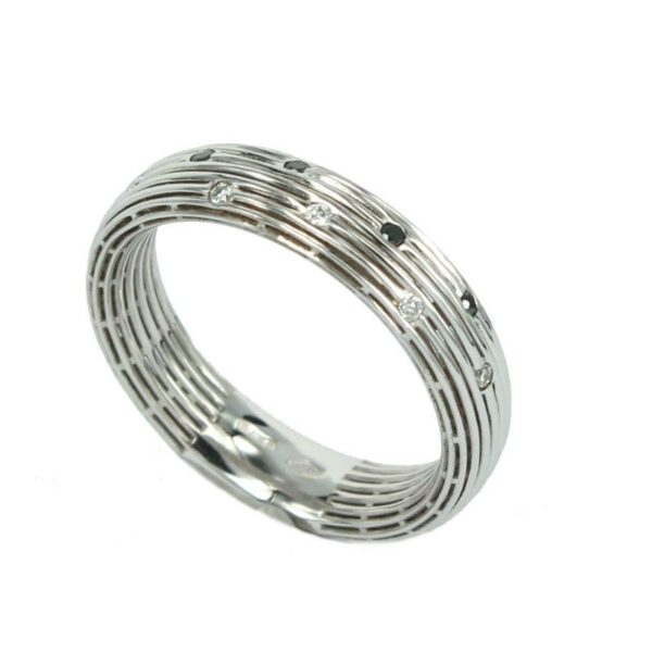 Fabio Ferro Band White Gold Ring with Black Diamonds