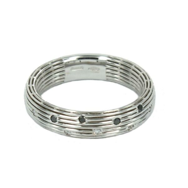 Fabio Ferro Band White Gold Ring with Black Diamonds