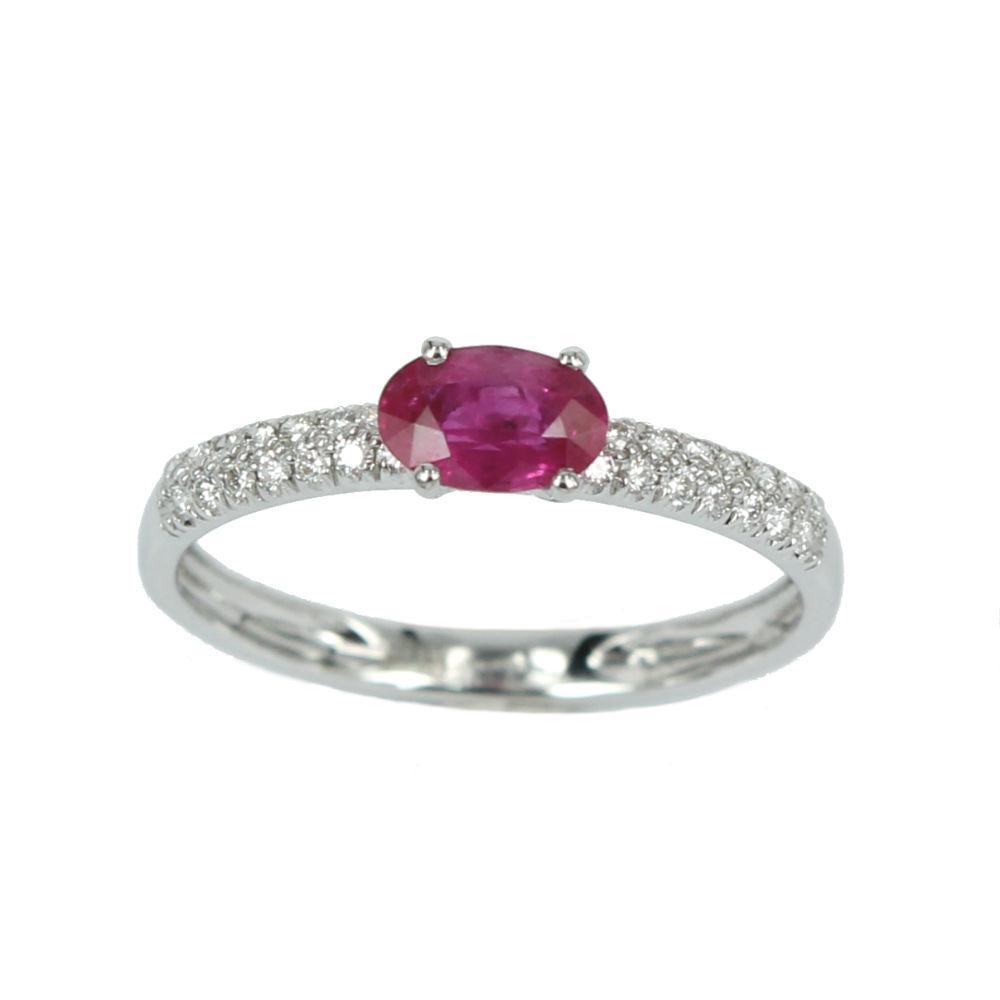 Fabio Ferro Ring in White Gold with Brilliant Cut Diamonds and Ruby 0.49 Carat