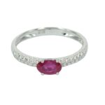 Fabio Ferro Ring in White Gold with Brilliant Cut Diamonds and Ruby 0.49 Carat