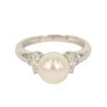 Fabio Ferro White Gold Ring with Sea Cultured Pearl and 0.23 Carat Diamonds