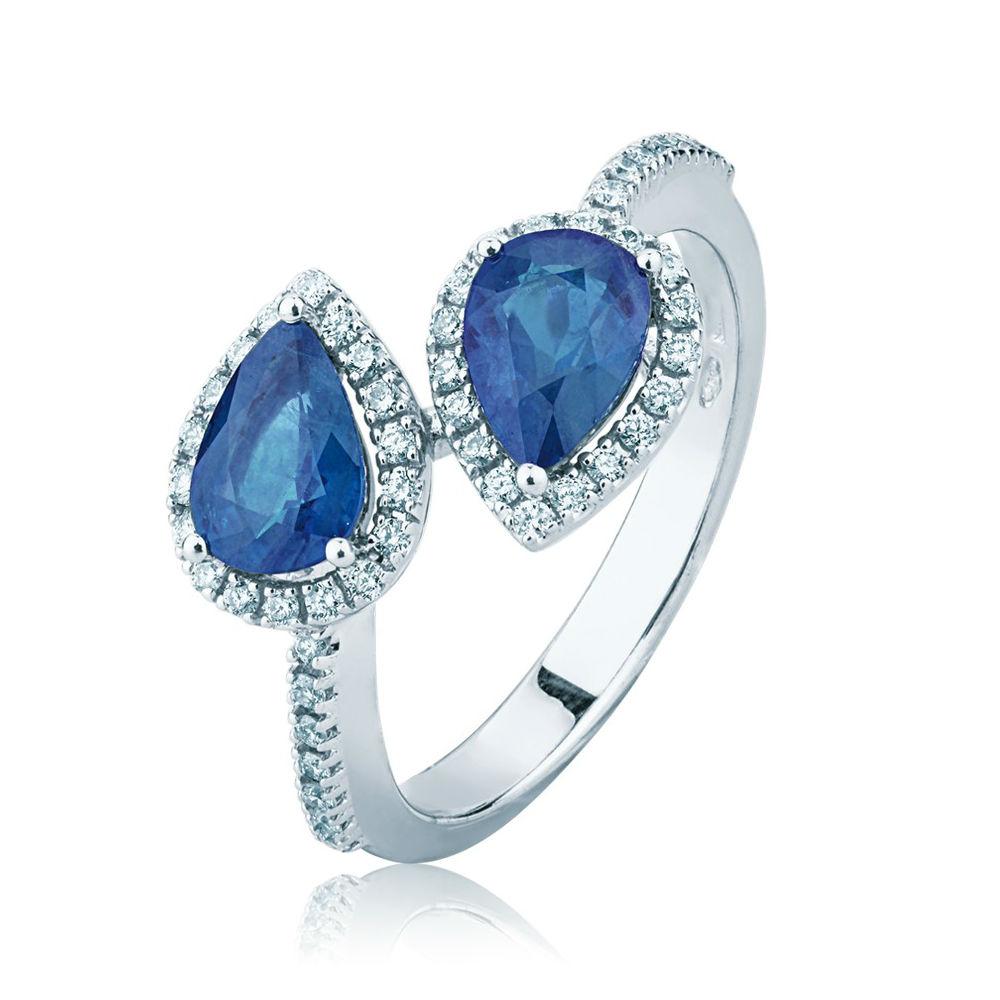 Women's Ring Jewelry Valenza In White Gold With Blue Sapphires And Diamonds Brilliant Cut