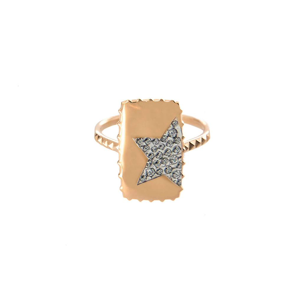 Ring Rue des Mille Pink Star Medaille