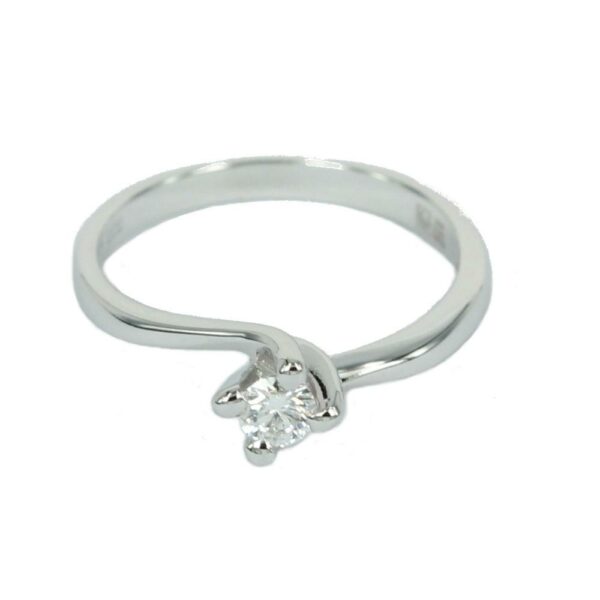Fabio Ferro White Gold Contrariè Engagement Ring with a Brilliant Cut Diamond 0.17 Carat